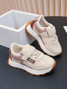 New Girls' Hook-And-Loop Casual Sports Shoes, All-Season Children's Colorblock Soft Sole Comfortable Versatile Outdoor Shoes - Pink and Purple - View 9