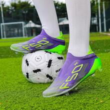 Unisex Adult Football Shoes, F50 Natural Grass Training Model, Anti-Slip Design, Lightweight Breathable Upper, Shock Absorption And Rebound Configuration, Dynamic Wrap System, Suitable For Daily Training - Purple Green - View 8