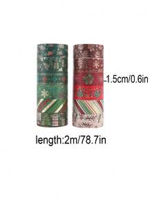 12 Rolls/Box Christmas-Themed Washi Tape, Delicate Hot Stamping Process Pattern Tape Set,Decorative DIY Materials For Diaries, Scrapbooks And Crafts - Gift Wrapping And Party Decorations - Sets - View 2