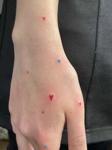 2PCS Minimalist Ins Style Star & Heart Mini Pattern Party Gift DIY Holiday Gift Music Festival Temporary Waterproof Tattoo Stickers For Arm, Shoulder, Neck, Collarbone - Multicolor - View 1