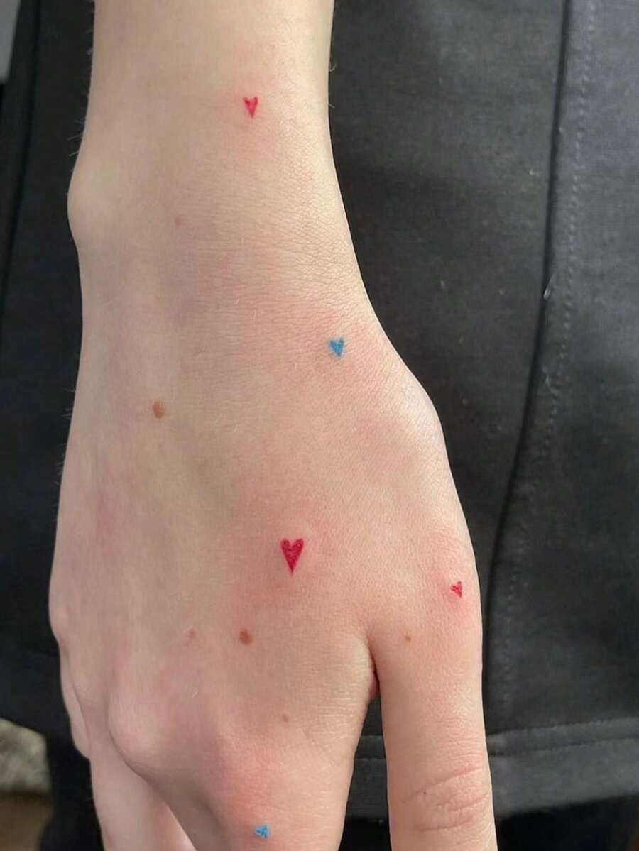 2PCS Minimalist Ins Style Star & Heart Mini Pattern Party Gift DIY Holiday Gift Music Festival Temporary Waterproof Tattoo Stickers For Arm, Shoulder, Neck, Collarbone - Multicolor - View 1
