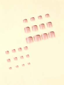 24pcs French Gold Press-On Toenails, Simple Short Square, Nail Art Kit Includes 1 Adhesive Tab And 1 Mini Nail File, Suitable For Daily Use. - Multicolor - View 3