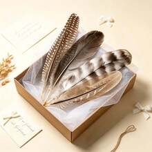 Assorted Artificial Craft Feathers 12/24Pcs, 4 Styles 12-22cm Spotted Wing Feathers For Hat Making, Jewelry, Costume, Wedding DIY Decor - A - View 7