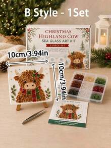 DIY Christmas Glass Mosaic Art Kit, Adult Red Cardinal Sea Glass Handmade Craft | Includes Colored Glass Pieces, Canvas, Glue And Tools, For Handmade Holiday Wall Decor, Relaxing Creative Activity, Gift Idea 10-10cm - Sets - View 9