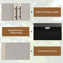 Armario Zapatero de Mimbre y Madera con 6 Niveles, Puertas, Estantes Ajustables y Patas Metálicas, Diseño Antivuelco Rústico Moderno y Estrecho, Ideal para Entrada, Pasillo o Recibidor - Negro - Ver 5