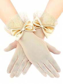 1pair Vintage Women Net Mesh Bow Decor Lace Gloves, For Evening Dress/Formal Attire Valentine's Day Valentines - Multicolor - View 21