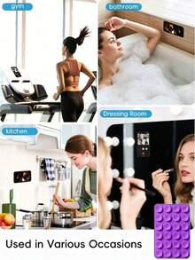 48pcs Double-Sided Suction Cup Phone Holder, 24 Suction Cups Per Side, Detachable, Waterproof, 360° Rotation, Suitable For Bathroom Walls, Glass Mirrors, Vanity And Any Smooth Surface, Not Suitable For Rough Walls, Compatible With All Phones And Small Tablets - Multicolor - View 2