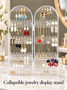 Multifunctional Transparent Acrylic Earring And Lip Ring Display Stand, Universal For Business Stores, Clear Jewelry Organizer Box Storage Rack, Essential For Women's Travel And Dorm, Autumn Decor - Multicolor - View 1