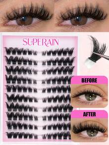 120pcs Self-Adhesive False Eyelashes D Curl Fluffy Soft Lightweight Single Cluster DIY Eyelash Growth Product Natural Look Self-Adhesive Eyelashes - C - View 2