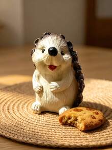 1pc Smiling Hedgehog Statue, Cute Hand-Painted Standing Animal Sculpture, Creative Mini Fairy Garden Decor, Suitable For Home Office Desk Bookshelf Decoration, Rustic Farmhouse Style Decorative Gift - A - View 4