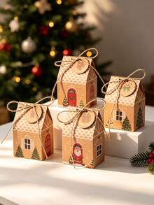 12pcs/24pcs/48pcs/ Christmas Party Gift Candy Cookie Paper Boxes Christmas Atmosphere Decoration Christmas House Boxes - View 13