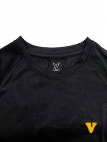 veidoorn Men's Loose-Fit Long-Sleeve T-Shirt With Printed Lettering And Line Design, For Casual Wear During Workouts, Outdoor Activities, Hiking - Black - View 7