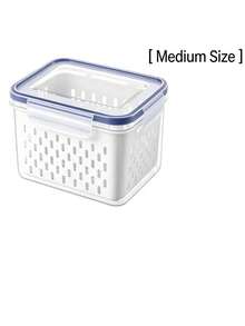 1/3 Food Strainer Basket, Household Sealed Refrigerator Storage Box With Strainer Basket And Lid, Suitable For Storing Various Fruits And Vegetables - White - View 15