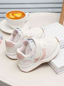 Toddler Colorblock Hook And Loop Soft Sole Anti-Slip Retro Casual Sports Shoes - Pink - View 5