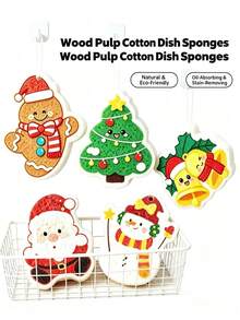 4Pcs Cute Cartoon Fruit‑Shaped Cleaning Sponge, Wood‑Pulp Sponge Scrubber, Dual‑Sided Household Cleaning Pad, Reusable Absorbent Quick‑Dry Scouring Sponge For Sink Countertop Stove Home Kitchen Surface Cleaning - A - View 9