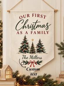 Christmas Garden Flag Family Name Home Yard Watercolor Tree Holiday Porch Decor Custom Christmas Flag - White - View 1