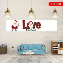 1pc Multi-Purpose Polyester Christmas Banner, Christmas Holiday Decoration, Perfect For Photo Booth, Birthday And Wedding, Multiple Styles Available Long Banner, Suitable For Room Decor, No Electricity Required - 2 - View 2