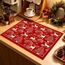 1 st avtorkningsmatta för disk, kaffemaskinmatta med julgransmönster, halkfri bordsskyddsmatta för köket, torkmatta för matbord och bänkskiva med julstämning, multifunktionell torkmatta, hemgåva, bordsdekoration - XYLSD-1153 - Visa 2