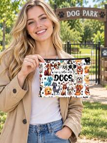 2D Cute Puppy Print Multifunctional Portable Makeup Bag, Travel Multi-Function Toiletry Bag, Essential For All Seasons, Suitable For Airport, Gym, Dorm, Office, Home, Commute And Daily Use, Holiday Gift, Ideal Gift For Dog Lovers - Multicolor - View 6