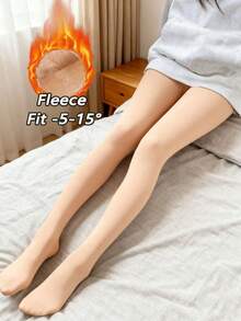 1 Pair Women's Pantyhose Women's Autumn And Winter Plus Velvet Thick Warm Tights Daily Casual Wear Tights - Apricot - View 3