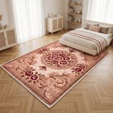 Washable Modern Minimalist Patterned Area Rug – Scandinavian Geometric Design, Contemporary Washable Carpet For Living Room, Bedroom & Home Decor - Rust Brown - View 3