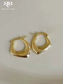 1 Pair Personalized Minimalist Copper Alloy Asymmetrical Decorative Hoop Earrings, Suitable For Women's Casual Daily Wear - Yellow Gold - View 1