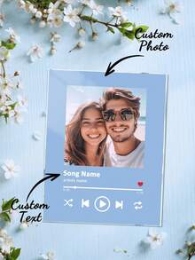 1pc Customized Music Plaque, Customized Album Cover, Personalized Acrylic Plaque, Personalized Photo Frame, Customized Song Poster, Customized Plaque Photo, Personalized Music Poster, Music Plaque Print, Music Poster Print, Wedding Gift, Anniversary Gift, Housewarming Gift, Gift For Him/Boyfriend/Husband, Gift For Her/Girlfriend/Wife/ - No Base 12*16-1p Music Black White Pink Blue+ - View 10