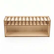1pc Large Capacity 65-Slot Wooden Brush And Makeup Brush Organizer, Detachable Design, Desktop/Wall-Mounted Storage Rack, Khaki Polished Surface, Suitable For Art Studio, Beauty Salon And Home Storage, Space-Saving Brush Organizer - Multiple Styles - View 6