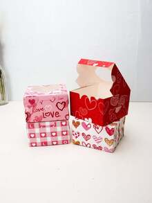 5pcs/10pcs/12pcs/24pcs Romantic Heart‑Window Paper Gift Boxes High‑End Printed Viewable Design Holiday & Party Favor Packaging Storage Cases - View 7