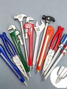 5pcs Hardware Tool Shaped Pens, Pen Body Designed As Pliers, Wrench, Hammer, Screwdriver And Other Tools, Suitable For Workers, Craftsmen, Students, Creative Stationery Gift For Back To School Season - Default - View 8