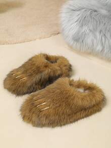 2026 New Women's Plush Shoes, Winter Warm Soft Sole Fine Fur Cross Strap, Suitable For Indoor And Outdoor Wear - Coffee Brown - View 7