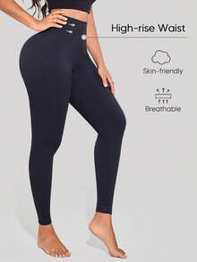 Women's Tight Leggings, Butt Lifting, Seamless, High Waist, Tummy Control, Elastic Shaping Pants For Daily Wear And Autumn Outfit - Black - View 3