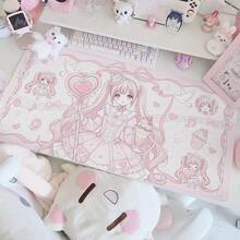 Cute Anime Girl PU Leather Desk Mat, Large Pink Kawaii Mouse Pad, Waterproof Non Slip Table Protector, Aesthetic Gaming Keyboard Pad For Bedroom Office Desk Decor, Sweet Heart Bow Pattern Desktop Mat - View 11
