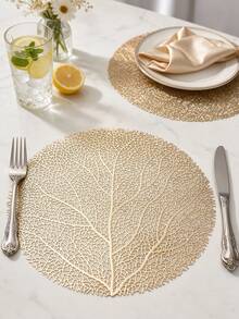 12pcs, Gold Hollow PVC Placemats, Washable Tabletop Decor Mats, Non-Slip Odorless Tableware Pads, Durable Highly Attractive Coasters, Suitable For Restaurants, Cafes, Homestays, Applicable For Festivals, Parties, Gatherings, Birthdays, Weddings, Dinner Parties. - Multicolor - View 7