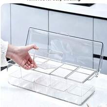 Keep‑Fresh Chilled Serving Platter, Transparent Divided Condiment Caddy With Removable Inner Boxes & Dust‑Proof Lid, Ice‑Chamber Base Keeps Food Cool For Pool Party, Camping, Kitchen Counter Storage - Clear - View 8