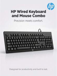 HP Z4M39PA Wired Keyboard And Mouse Combo USB/PS2 Dual Interface Office And Home Comfortable Typing Anti-Slip Scroll Wheel Slim Silent Keyboard Ergonomic Mouse - View 2