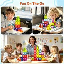 14/26/56pcs Transparent Mini Colorful Window Magnetic Tiles With Iron Storage Box, DIY Stacking Building Blocks Toy, Educational Creative Toy, Christmas And Birthday Holiday Gift For Kids - Multicolor - View 8