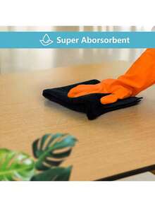 Black Flat Cleaning Cloth Set, Ultra Soft, Quick Dry And Absorbent, Suitable For Kitchen, Bathroom, Home, Household Cleaning Supplies - Black - View 3