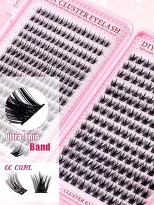 MEM 392pcs D-Curl False Eyelashes, 8-16mm Mixed Length, Thick Soft Fluffy, Pink Card Y2K Butterfly Style, DIY Home Lash Extension Kit, Butterfly Eye Makeup - Black - View 3