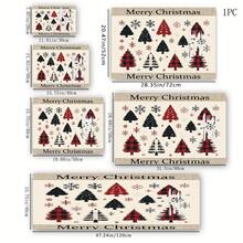 1pc Christmas Series Plaid Christmas Tree Snowflake Pattern Printed Coffee Bar Mat, Drainage Mat, Coffee Machine Soft Bottom Diatomaceous Earth Drainage Mat, Soft Rubber Drainage Mat, Super Absorbent Wear-Resistant Dish Drying Mat, For Countertop Restaurant Kitchen Table Mat, Patio Dining Table Decoration, Home Kitchen Supplies, Countertop Decoration Mat - Multicolor - View 11