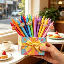 Pulpen Ballpoint Kata Ledakan Kartun Aneka Warna (8pcs/16pcs). Menggabungkan onomatopoeia yang menyenangkan seperti BOOM dan POW, dengan warna-warna cerah dan menarik perhatian. Cara menulis yang halus dengan sistem klik. Cocok untuk pelajar, perencana, dan catatan kantor sehari-hari, alat tulis yang kreatif dan energik. - Beraneka warna - View 5