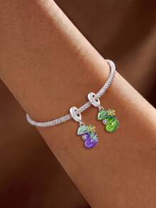 1pc Fashionable Delicate Gentle Flower Chameleon Beaded Pendant, Suitable For DIY Making Bracelets, Necklaces And Other Jewelry, Perfect Gift For Women - Silver - View 3