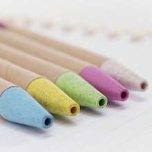 Wheat Straw Neutral Pen Paper Tube Soft Cork Ballpoint Pen Office Gift Black Ink, Multi-Color Barrel - Smooth Writing, Comfortable Grip, Suitable For Office, School And Home - Multicolor - View 1