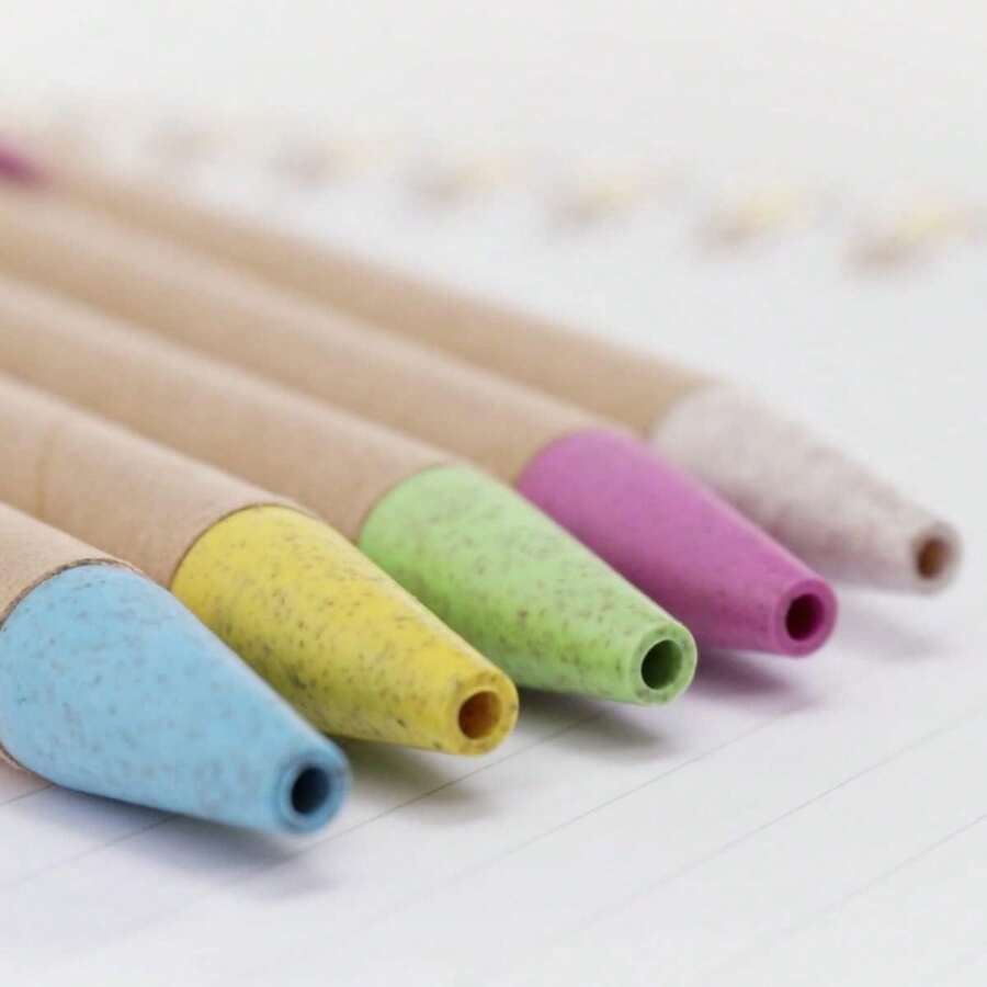 Wheat Straw Neutral Pen Paper Tube Soft Cork Ballpoint Pen Office Gift Black Ink, Multi-Color Barrel - Smooth Writing, Comfortable Grip, Suitable For Office, School And Home - Multicolor - View 1