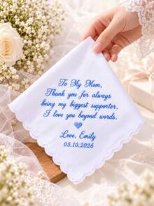Personalized Wedding Handkerchief, Customized Wedding Date Handkerchief, Gift For Bride And Bridesmaids, Handkerchief - Multicolor - View 7