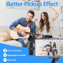 ميكروفون لافالير لاسلكي متوافق مع آيفون وواجهة TypeC، توصيل وتشغيل فوري، تقنية 2.4G زمن تأخير منخفض جداً، شريحة تقليل الضوضاء، مناسب للبث المباشر والمقابلات وتسجيل الأغاني والفيديو والبودكاست وصناع المحتوى، بطارية قابلة للشحن 50mAh - الأسود - مشاهدة 12