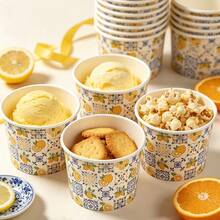 20/10pcs, Lemon Themed Ice Cream Cup, Dessert Cup, Baking Cup, Suitable For Cold Goods, Ice Cream, Jelly And Snacks, Birthday Parties, Fruit Parties, Dessert Shops And Party Supplies, Restaurant Decoration, Bridal Showers, Welcome Parties - Multicolor - View 2