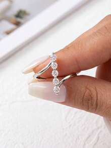 1pc Moissanite Ring, Fashion Twisted Band, Pave Eternity Ring, Perfect Choice For Women's Wedding And Daily Wear - Diamond Moissanite Ring - View 4