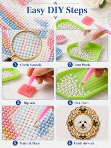 客製化 DIY 3D 珍珠與鑽石藝術冰箱磁鐵套組,個性化寵物相框附閃亮珍珠與冬青莓果,手工冰箱磁鐵裝飾,適用居家廚房,聖誕節生日禮物送給女性、女孩、媽媽與愛狗人士 - 彩色 - 查看 8