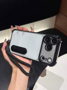 Minimalist Transparent Phone Case With Built-In Kickstand And Detachable Wrist Strap, Soft-Touch Anti-Drop Shell, Suitable For Daily Use, Perfect As A Holiday Gift For Family, Compatible With Apple 12 Pro Max 13 Pro Max 14 Pro Max 15 16 Pro Max 17 Pro Max 18 Pro Max S26u S25 S24 S23 S22 S21 A57 A37 A16 A17 - Black - View 5